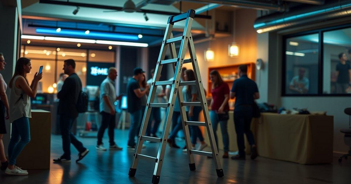 Escada dobr&aacute;vel 3 metros &eacute; a solu&ccedil;&atilde;o ideal para alcan&ccedil;ar lugares altos com seguran&ccedil;a e praticidade